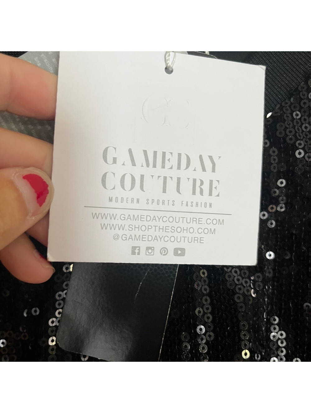 Gameday Couture Commanders Black Sequin Top Size Large - Picture 3 of 7